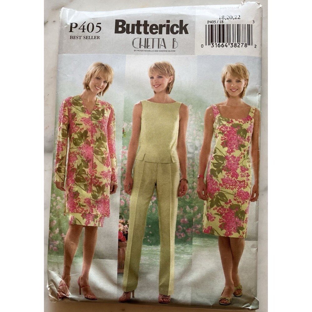 Butterick P405 Misses Petite Jacket Dress Top Pants Sewing Pattern Size 18-20-22